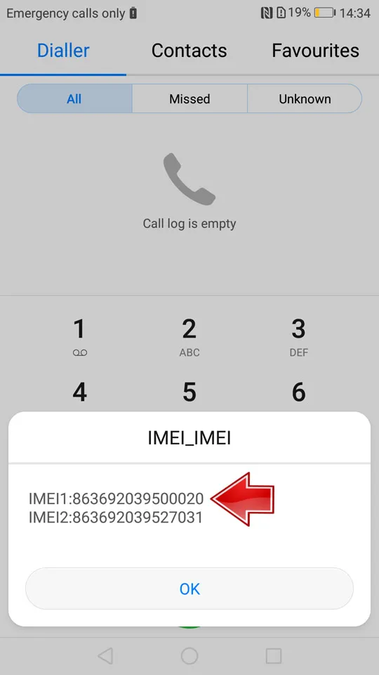 Номер IMEI Экран Android