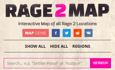 Rage 2 – информационное меню карты