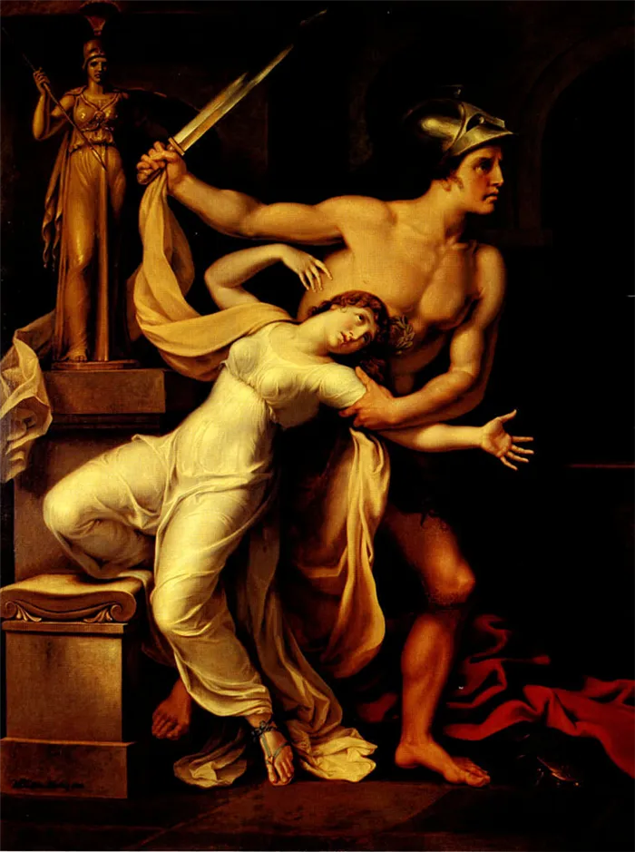 Кассандра пытается спастись у алтаря Афины