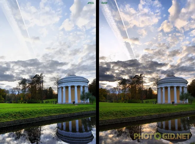 Сравнение фото после обработки RAW и JPEG
