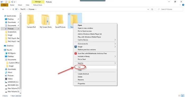 Как переместить файлы или папки в Windows 10