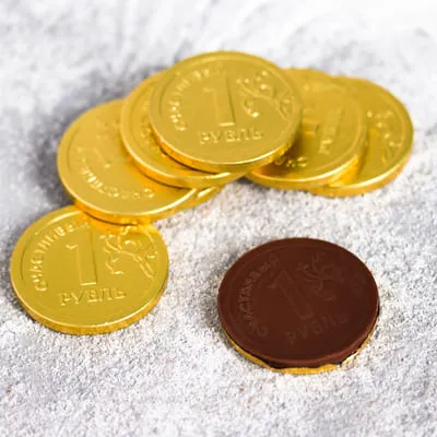Шоколадные монетки для призового фонда 