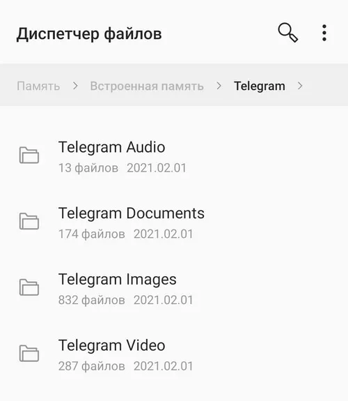 Папка Telegram на смартфоне
