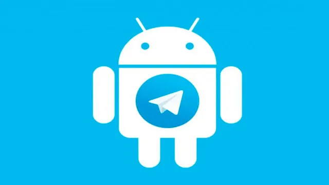 Android с иконкой Telegram на груди