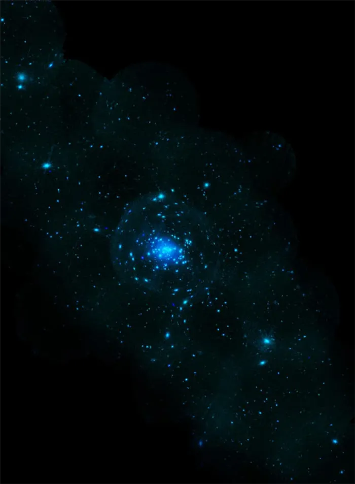 На этом изображении спиральной галактики M31 видны многочисленные кольца из взрывных и пылевых звезд. Это изображение было создано с помощью рентгеновских лучей, записанных телескопом XMM-Newton. Этот прибор может записать последние мгновения жизни гигантской звезды. Он показывает высокоэнергетическое рентгеновское излучение, возникающее при взрыве сверхновых и мертвых звезд. Источники рентгеновского излучения сосредоточены в центре галактики.