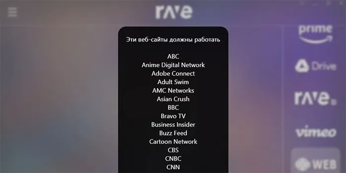 Список сайтов для Rave