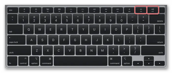 Клавиши F11 и F12 для изменения громкости на клавиатуре MacBook