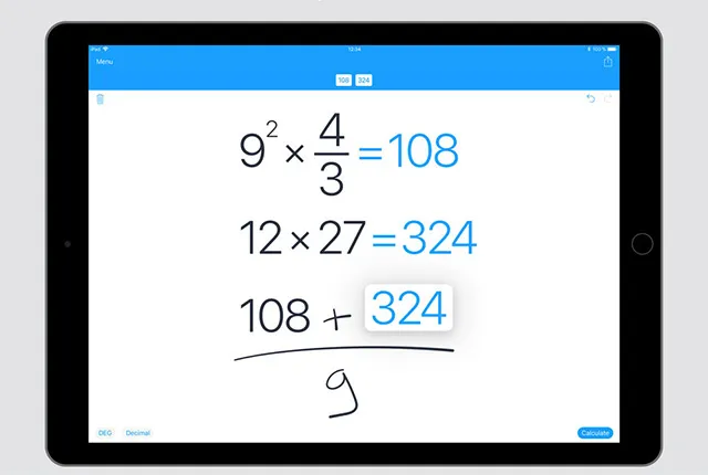 MyScript Calculator - лучшее приложение для Apple Pencil