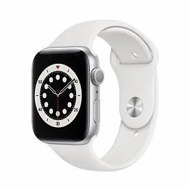 Apple Watch Series 6, 44 мм, серебристый алюминиевый корпус, белый M00D3RU/A Sport Sport