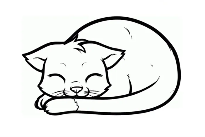 Рисунок спящей кошки