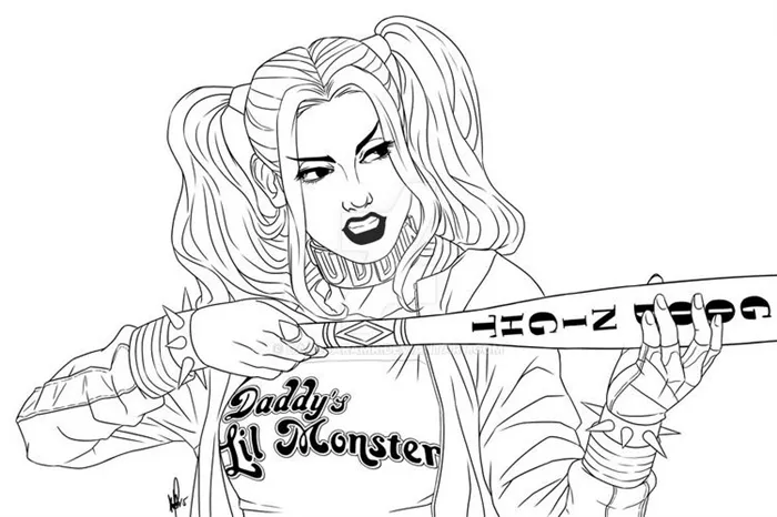 harley_quinn_suicide_squad_lineart_by_daaljaramr-d91o6my