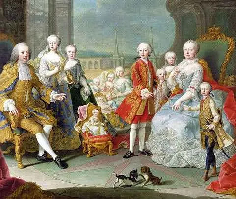 Императрица Мария Тереза с мужем и детьми.