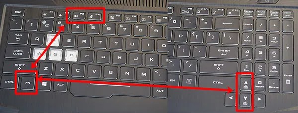 Сочетания клавиш для регулировки яркости клавиатуры