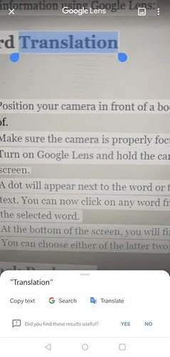 Переводите слова в Google Lens