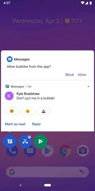 Android 11の会話バブル