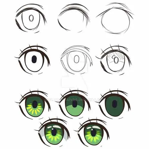 Как нарисовать цветные глаза аниме шаг за шагом