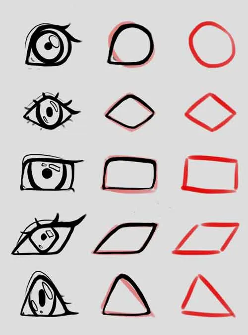 Различные формы глаз аниме для начинающих