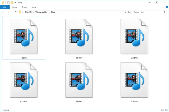 Several BDMV files in Windows 10